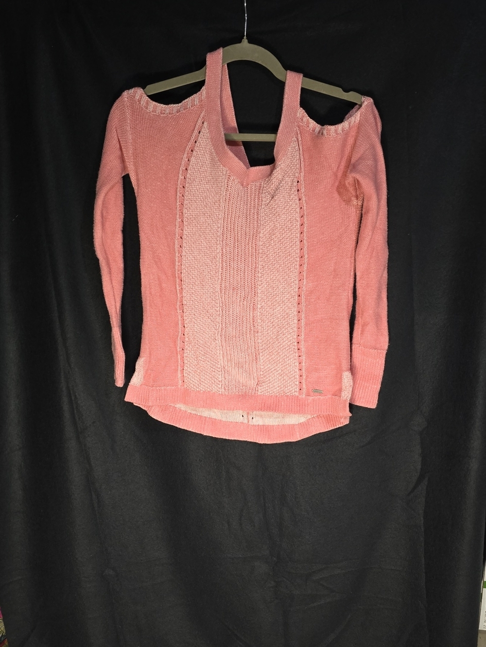 Hollister Coral Cold-Shoulder Knit Sweater